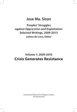 Jose Ma. Sison Crisis Generates Resistance
