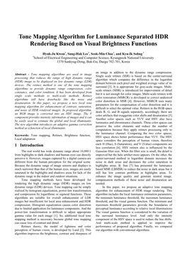 Tone Mapping Algorithm for Luminance Separated HDR Rendering Based on Visual Brightness Functions