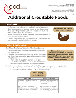 Additional Creditable Foods