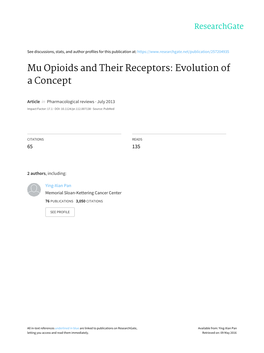 Mu Opioids and Their Receptors – Evolution of A