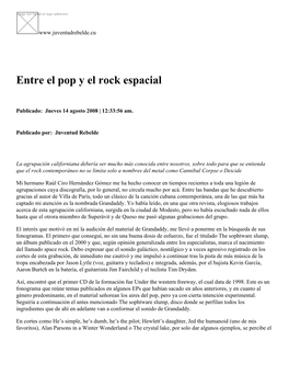 Entre El Pop Y El Rock Espacial
