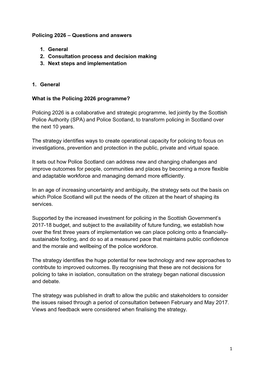 Policing 2026 – Questions and Answers 1. General 2. Consultation
