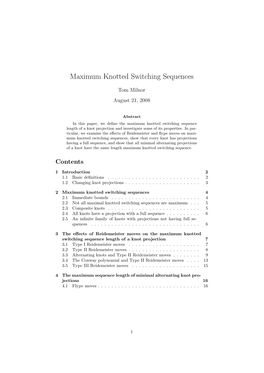 Maximum Knotted Switching Sequences