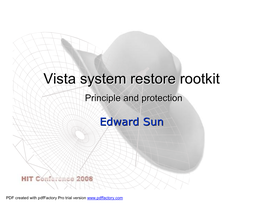 Vista System Restore Rootkit