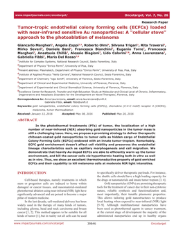 Tumor-Tropic Endothelial Colony Forming Cells (Ecfcs)