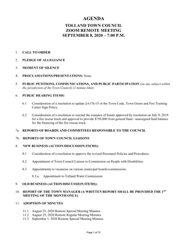September 8, 2020 Remote Council Meeting Packet