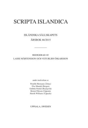 Olof Sundqvist. Scripta Islandica 66/2015