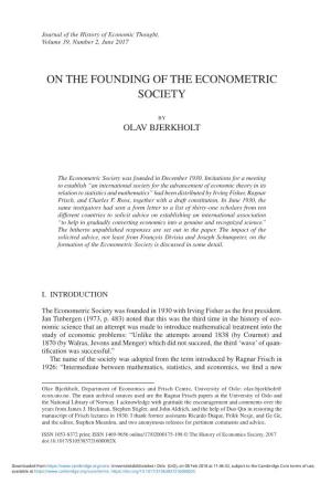 On the Founding of the Econometric Society