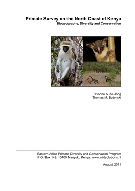 Primate Survey on the North Coast of Kenya Biogeography, Diversity and Conservation