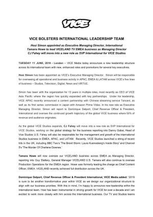 Vice Bolsters International Leadership Team
