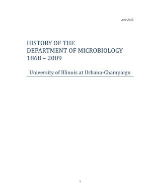 History of the Department of Microbiology 1868 – 2009