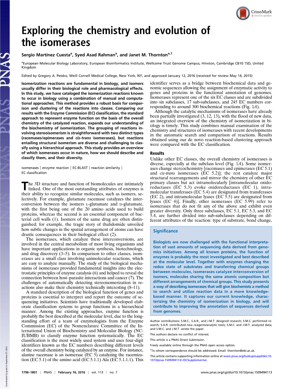 Exploring the Chemistry and Evolution of the Isomerases