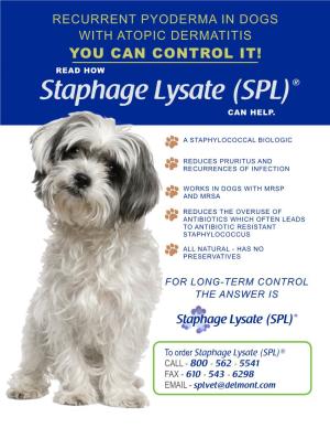 Staphylococcus Aureus Phage Lysate (SPL) Use for Control of Recurrent Eczematizing Pyoderma of Dogs with Atopic Dermatitis 2011 – by Dr