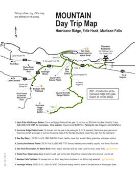 MOUNTAIN Day Trip Map Hurricane Ridge, Ediz Hook, Madison Falls N
