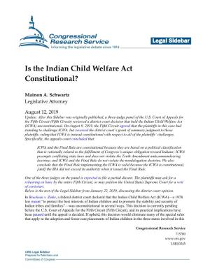 Is the Indian Child Welfare Act Constitutional?
