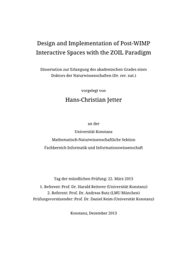 Design and Implementation of Post-WIMP Interactive Spaces with the ZOIL Paradigm