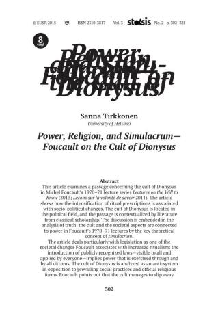 Foucault on the Cult of Dionysus