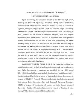 City Civil and Sessions Court, Gr. Bombay. Office Order No