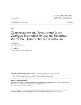 At the Geological Intersection of Caves and Subsurface Water Flow: Hermeneutics and Parochialism Lee J
