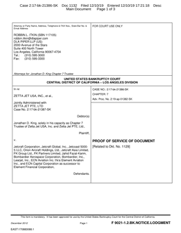 F 9021-1.2.Bk.Notice.Lodgment Proof of Service Of