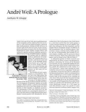 Andre Weil: a Prologue