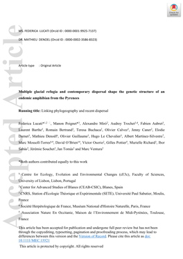 Multiple Glacial Refugia and Contemporary Dispersal Shape the Genetic Structure of an Endemic Amphibian from the Pyrenees