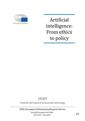 Artificial Intelligence: from Ethics to Policy