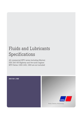 Fluids and Lubricants Specifications