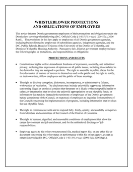 Whistleblower Protections and Obligations of Employees