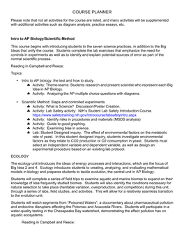 AP Biology Planner