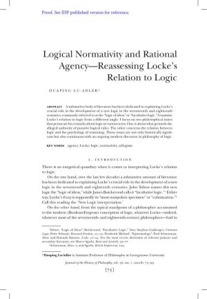 Logical Normativity and Rational Agency—Reassessing Locke's