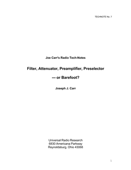 Filter, Attenuator, Preamplifier, Preselector