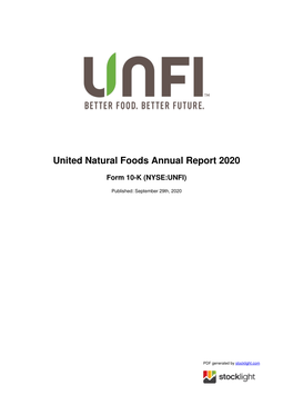 United Natural Foods Annual Report 2020