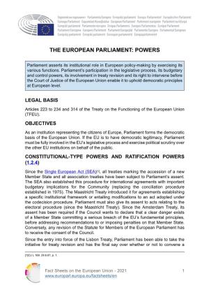 The European Parliament: Powers