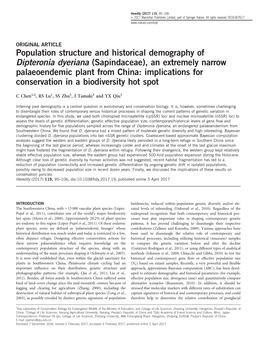 Population Structure and Historical Demography of Dipteronia