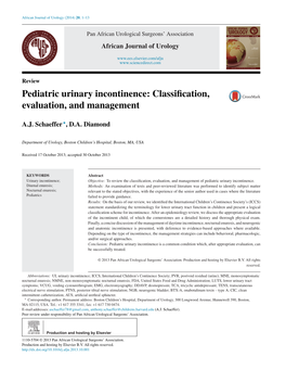 Pediatric Urinary Incontinence: Classiﬁcation, Evaluation, and Management