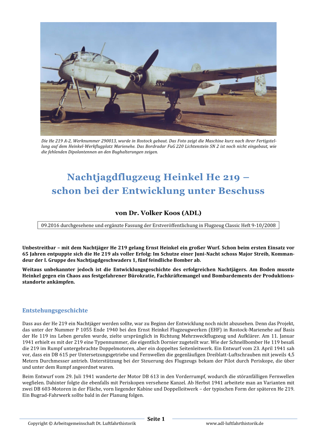Heinkel He 219 Nachtjagdflugzeug