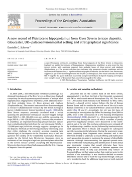 A New Record of Pleistocene Hippopotamus from River Severn Terrace Deposits, Gloucester, UK—Palaeoenvironmental Setting and Stratigraphical Signiﬁcance