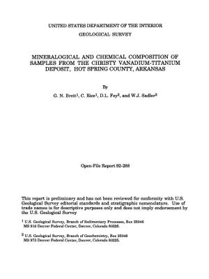 Mineralogical and Chemical Composition of Samples from the Christy Vanadium-Titanium Deposit, Hot Spring County, Arkansas