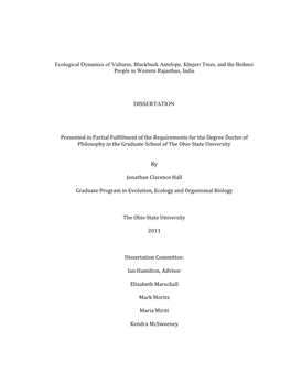 Ecological Dynamics of Vultures, Blackbuck Antelope, Khejeri Trees, and the Bishnoi People in Western Rajasthan, India