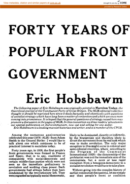 Forty Years of Popular Front Government