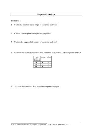 Sequential Analysis Exercises