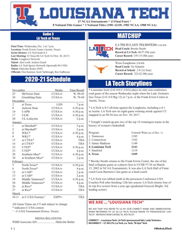 2020-21 Schedule MATCHUP LA Tech Storylines