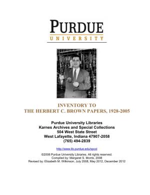 Inventory to the Herbert C. Brown Papers, 1928-2005