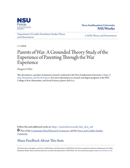 A Grounded Theory Study of the Experience of Parenting Through the War Experience Margaret Wilkie
