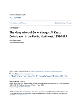 The Many Wives of General August V. Kautz: Colonization in the Pacific Northwest, 1853-1895