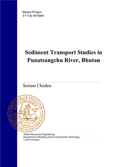 Sediment Transport Studies in Punatsangchu River, Bhutan