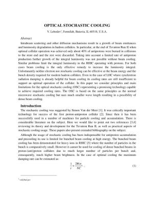Optical Stochastic Cooling V