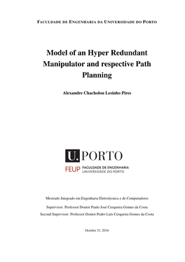 Model of an Hyper Redundant Manipulator and Respective Path Planning