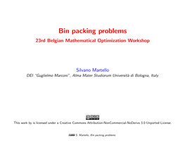 Bin Packing Problems 23Rd Belgian Mathematical Optimization Workshop
